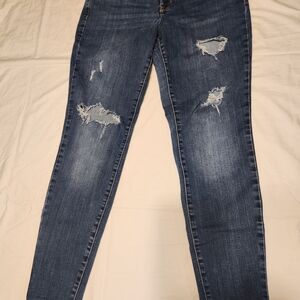 Maurices Blue Skinny Jeans Distressed Style